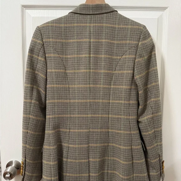 ALC Sedgwick Green Yellow Plaid Gold Double Breasted Blazer Preppy Fall Tailored - Picture 12 of 16
